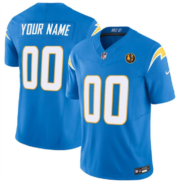 Men's Los Angeles Chargers Active Player Custom Light Blue 2023 F.U.S.E. With John Madden Patch Vapor Limited Football Stitched Jersey