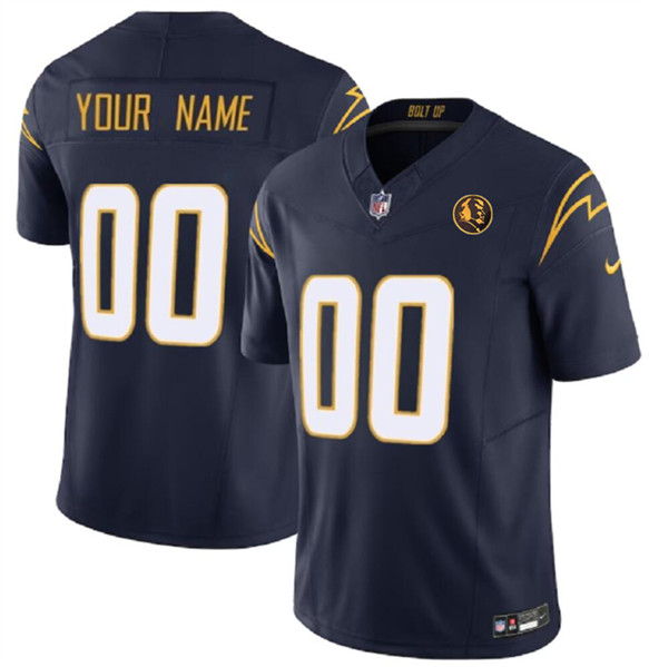 Men's Los Angeles Chargers Active Player Custom Navy 2023 F.U.S.E. With John Madden Patch Vapor Limited Football Stitched Jersey