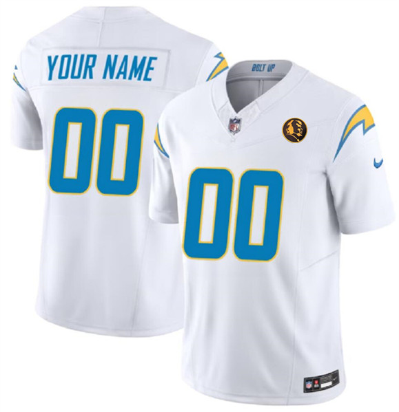 Men's Los Angeles Chargers Active Player Custom White 2023 F.U.S.E. With John Madden Patch Vapor Limited Football Stitched Jersey