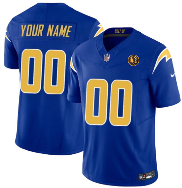 Men's Los Angeles Chargers Active Player Custom Royal 2023 F.U.S.E. With John Madden Patch Vapor Limited Football Stitched Jersey