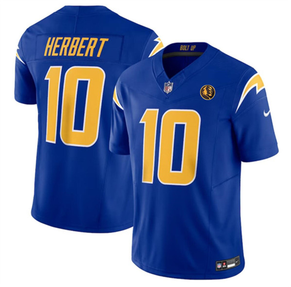 Men's Los Angeles Chargers #10 Justin Herbert Royal 2023 F.U.S.E. With John Madden Patch Vapor Limited Football Stitched Jersey