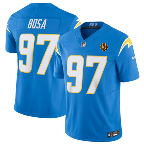 Men's Los Angeles Chargers #97 Joey Bosa Light Blue 2023 F.U.S.E. With John Madden Patch Vapor Limited Football Stitched Jersey