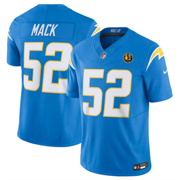 Men's Los Angeles Chargers #52 Khalil Mack Light Blue 2023 F.U.S.E. With John Madden Patch Vapor Limited Football Stitched Jersey