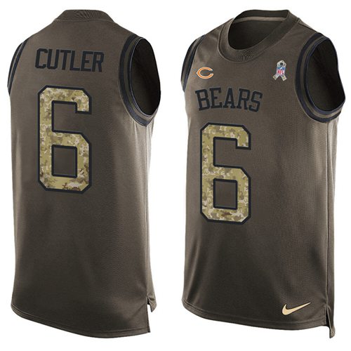 Nike Bears #6 Jay Cutler Green Men's Stitched NFL Limited Salute To Service Tank Top Jersey