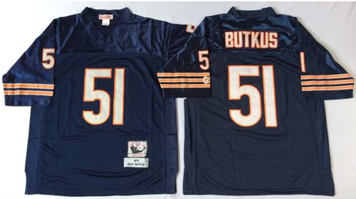 Mitchell&Ness Bears #51 Dick Butkus Blue Small No. Throwback Stitched NFL Jersey