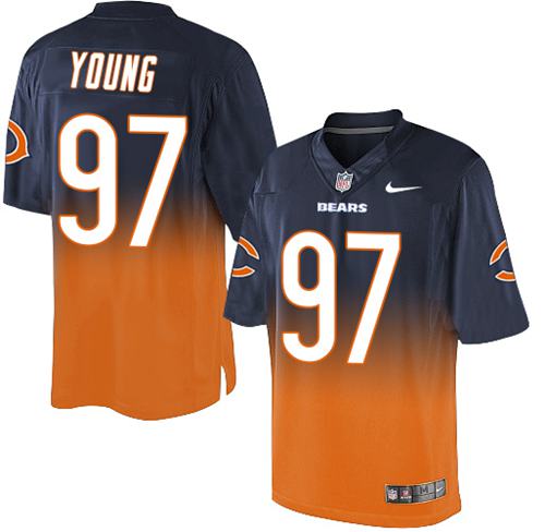 Nike Bears #97 Willie Young Navy Blue/Orange Men's Stitched NFL Elite Fadeaway Fashion Jersey
