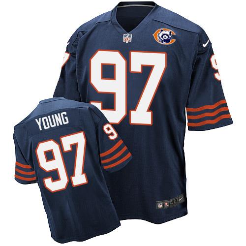 Nike Bears #97 Willie Young Navy Blue Throwback Men's Stitched NFL Elite Jersey