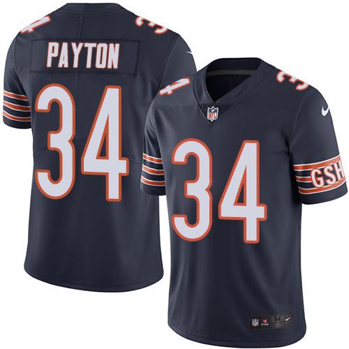 Nike Bears #34 Walter Payton Navy Blue Men's Stitched NFL Limited Rush Jersey