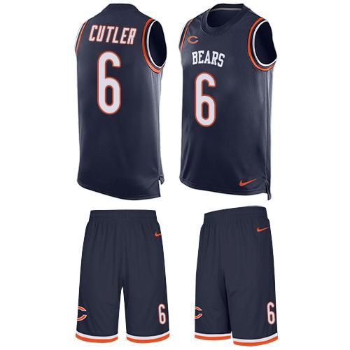 Nike Bears #6 Jay Cutler Navy Blue Team Color Men's Stitched NFL Limited Tank Top Suit Jersey