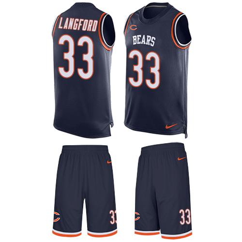 Nike Bears #33 Jeremy Langford Navy Blue Team Color Men's Stitched NFL Limited Tank Top Suit Jersey