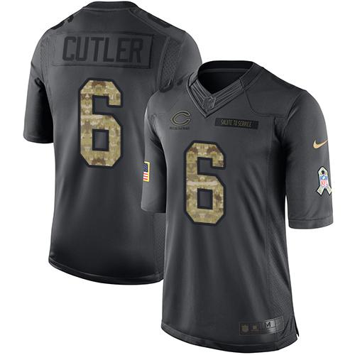 Nike Bears #6 Jay Cutler Black Men's Stitched NFL Limited 2016 Salute to Service Jersey