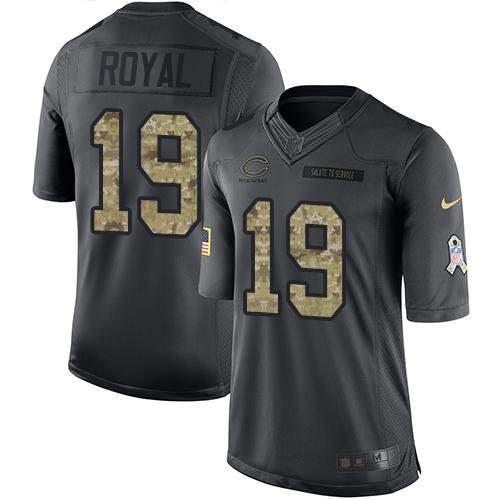 Nike Bears #19 Eddie Royal Black Men's Stitched NFL Limited 2016 Salute to Service Jersey