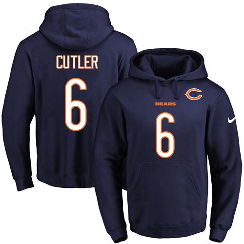 Nike Bears #6 Jay Cutler Navy Blue Name & Number Pullover NFL Hoodie