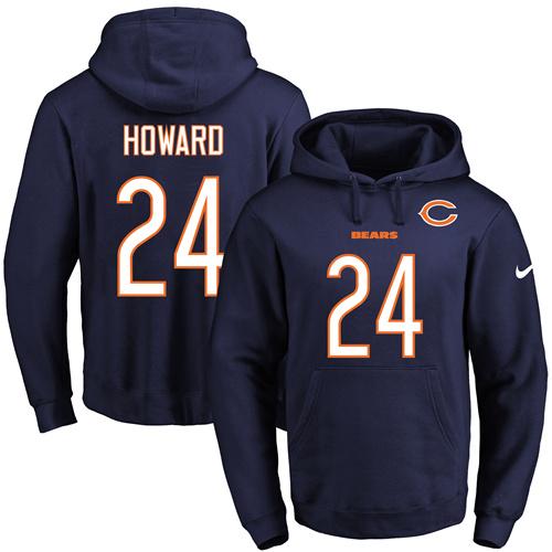 Nike Bears #24 Jordan Howard Navy Blue Name & Number Pullover NFL Hoodie