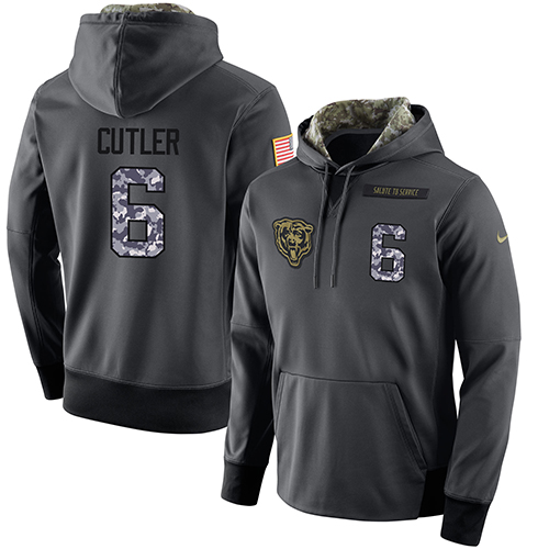 NFL Men's Nike Chicago Bears #6 Jay Cutler Stitched Black Anthracite Salute to Service Player Performance Hoodie