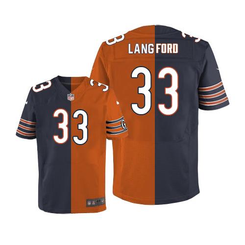 Nike Bears #33 Jeremy Langford Navy Blue/Orange Men's Stitched NFL Elite Split Jersey