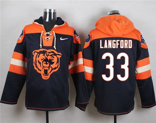 Nike Bears #33 Jeremy Langford Navy Blue Player Pullover NFL Hoodie