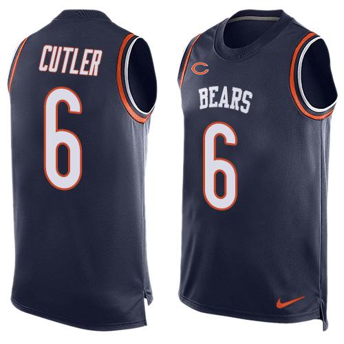 Nike Bears #6 Jay Cutler Navy Blue Team Color Men's Stitched NFL Limited Tank Top Jersey