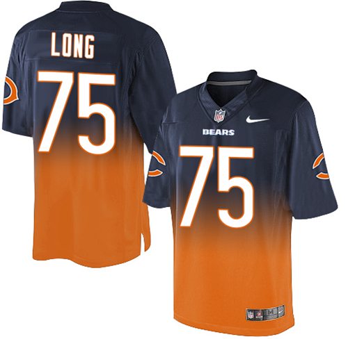 Nike Bears #75 Kyle Long Navy Blue/Orange Men's Stitched NFL Elite Fadeaway Fashion Jersey