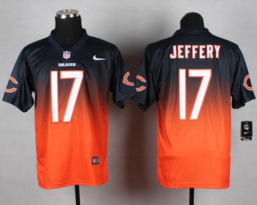 Nike Bears #17 Alshon Jeffery Navy Blue/Orange Men's Stitched NFL Elite Fadeaway Fashion Jersey