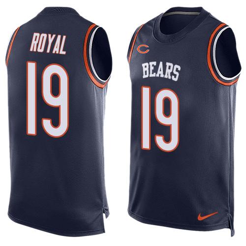 Nike Bears #19 Eddie Royal Navy Blue Team Color Men's Stitched NFL Limited Tank Top Jersey
