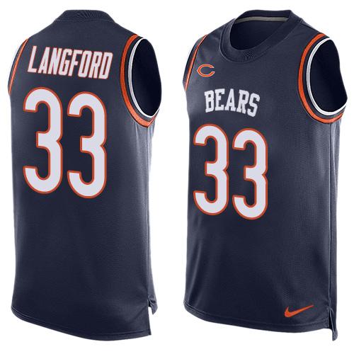 Nike Bears #33 Jeremy Langford Navy Blue Team Color Men's Stitched NFL Limited Tank Top Jersey