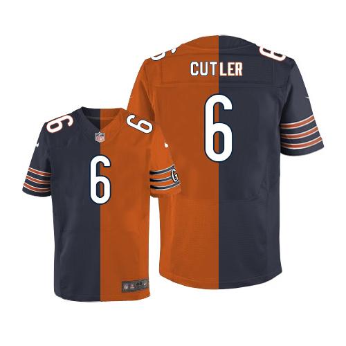 Nike Bears #6 Jay Cutler Navy Blue/Orange Men's Stitched NFL Elite Split Jersey
