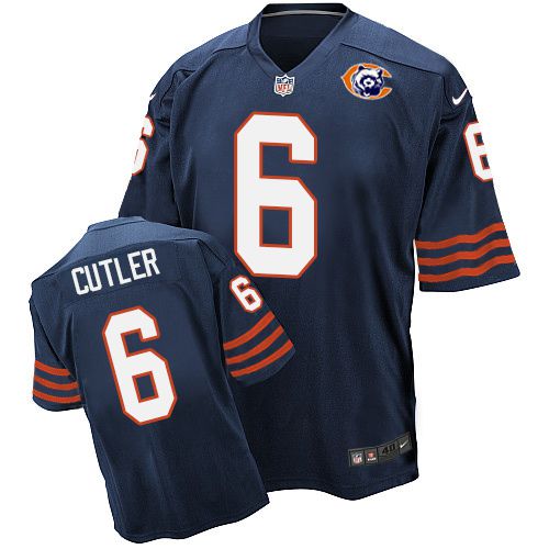 Nike Bears #6 Jay Cutler Navy Blue Throwback Men's Stitched NFL Elite Jersey