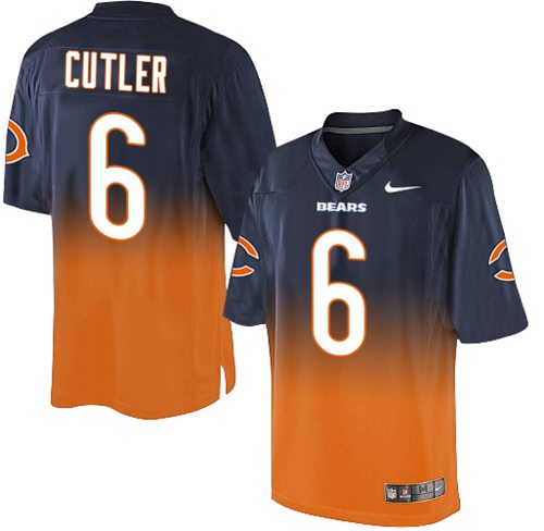 Nike Bears #6 Jay Cutler Navy Blue/Orange Men's Stitched NFL Elite Fadeaway Fashion Jersey