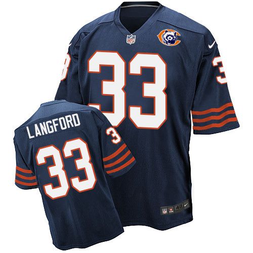 Nike Bears #33 Jeremy Langford Navy Blue Throwback Men's Stitched NFL Elite Jersey