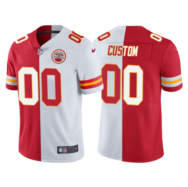 Men's Kansas City Chiefs Custom Red/White Split Super Bowl LV Limited Stitched Jersey (Check description if you want Women or Youth size)