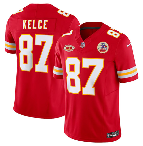 Men’s Kansas City Chiefs #87 Travis Kelce Red 2023 F.U.S.E. With "NKH" Patch Vapor Untouchable Limited Football Stitched Jersey