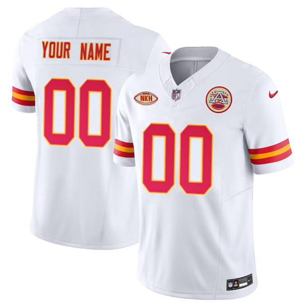 Men’s Kansas City Chiefs Active Player Custom White 2023 F.U.S.E. With "NKH" Patch Vapor Untouchable Limited Football Stitched Jersey