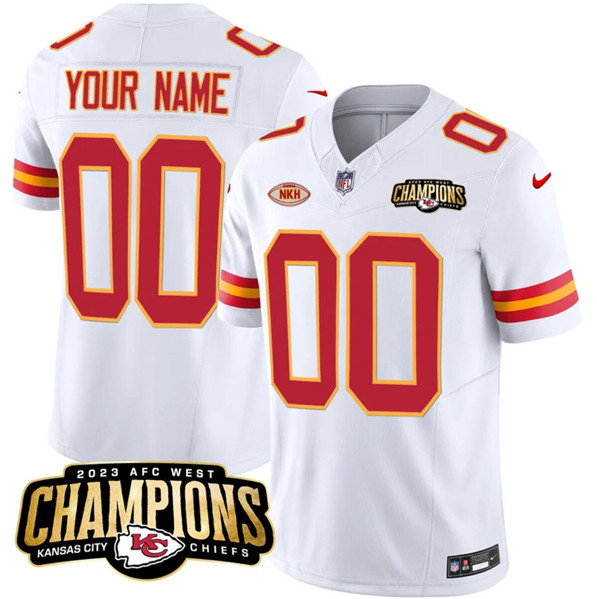 Men's Kansas City Chiefs Active Player Custom White 2023 F.U.S.E. AFC West Champions With "NKH" Patch Vapor Untouchable Limited Football Stitched Jersey