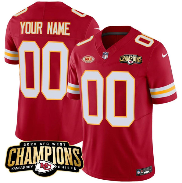 Men's Kansas City Chiefs Active Player Custom Red 2023 F.U.S.E. AFC West Champions With "NKH" Patch Vapor Untouchable Limited Football Stitched Jersey