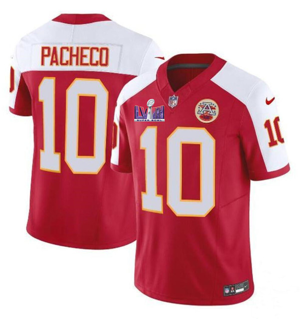 Men’s Kansas City Chiefs #10 Isiah Pacheco Red/White 2024 F.U.S.E. Super Bowl LVIII Patch Vapor Untouchable Limited Football Stitched Jersey