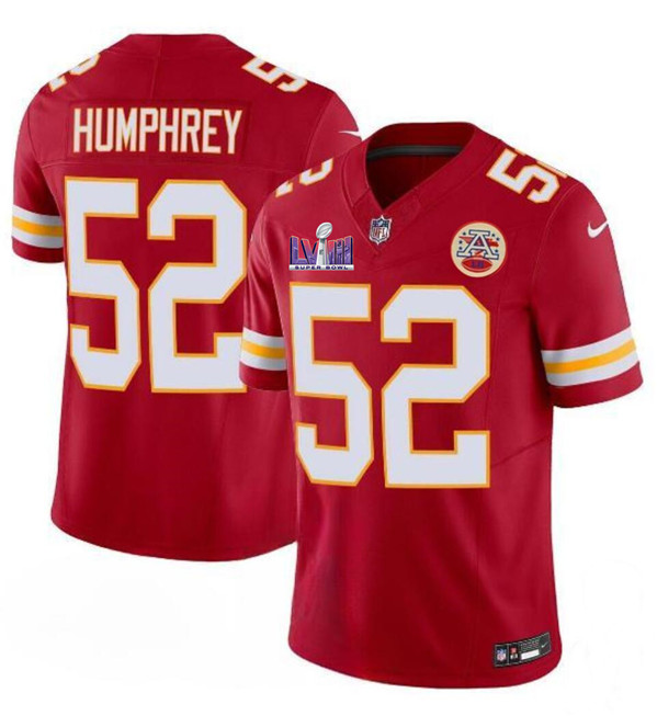 Men’s Kansas City Chiefs #52 Creed Humphrey Red 2024 F.U.S.E. Super Bowl LVIII Patch Vapor Untouchable Limited Football Stitched Jersey