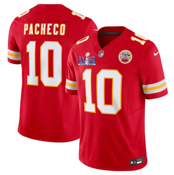Men’s Kansas City Chiefs #10 Isiah Pacheco Red F.U.S.E. Super Bowl LVIII Patch Vapor Untouchable Limited Football Stitched Jersey