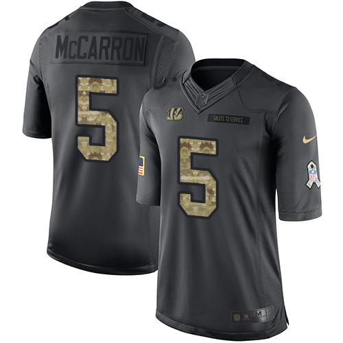 Nike Bengals #5 AJ McCarron Black Men's Stitched NFL Limited 2016 Salute to Service Jersey