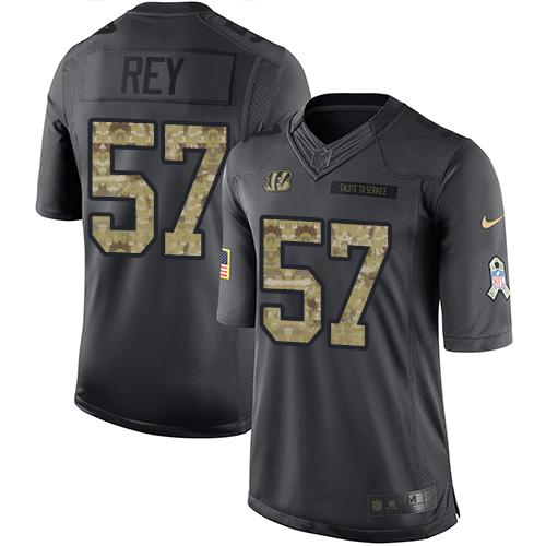 Nike Bengals #57 Vincent Rey Black Men's Stitched NFL Limited 2016 Salute to Service Jersey