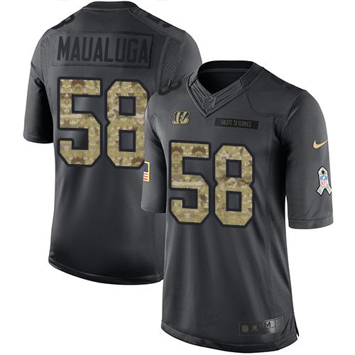 Nike Bengals #58 Rey Maualuga Black Men's Stitched NFL Limited 2016 Salute to Service Jersey