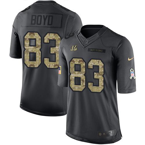 Nike Bengals #83 Tyler Boyd Black Men's Stitched NFL Limited 2016 Salute to Service Jersey