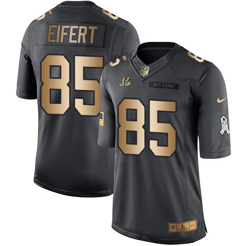 Nike Bengals #85 Tyler Eifert Black Men's Stitched NFL Limited Gold Salute To Service Jersey