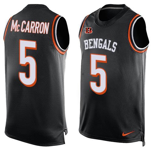 Nike Bengals #5 AJ McCarron Black Team Color Men's Stitched NFL Limited Tank Top Jersey