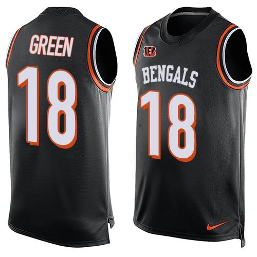 Nike Bengals #18 A.J. Green Black Team Color Men's Stitched NFL Limited Tank Top Jersey