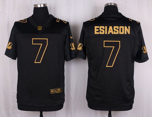Nike Bengals #7 Boomer Esiason Black Men's Stitched NFL Elite Pro Line Gold Collection Jersey