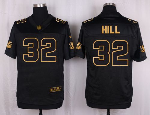 Nike Bengals #32 Jeremy Hill Black Men's Stitched NFL Elite Pro Line Gold Collection Jersey