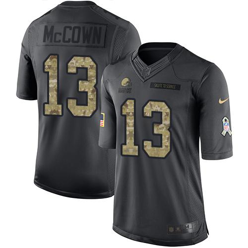Nike Browns #13 Josh McCown Black Men's Stitched NFL Limited 2016 Salute to Service Jersey