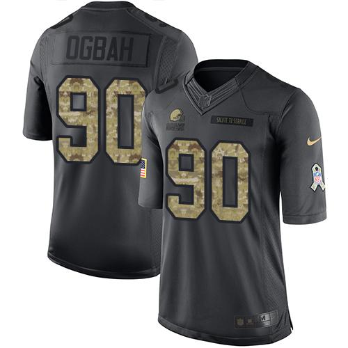 Nike Browns #90 Emmanuel Ogbah Black Men's Stitched NFL Limited 2016 Salute to Service Jersey
