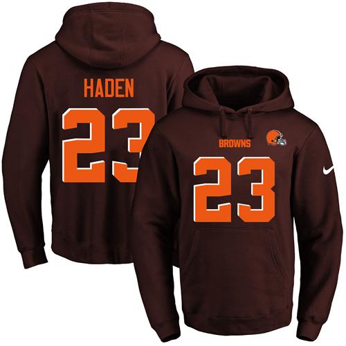 Nike Browns #23 Joe Haden Brown Name & Number Pullover NFL Hoodie